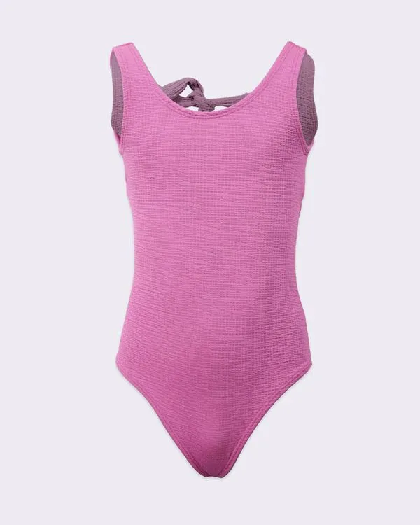 Maiô Infantil Texturizado com Amarração Roxo 8