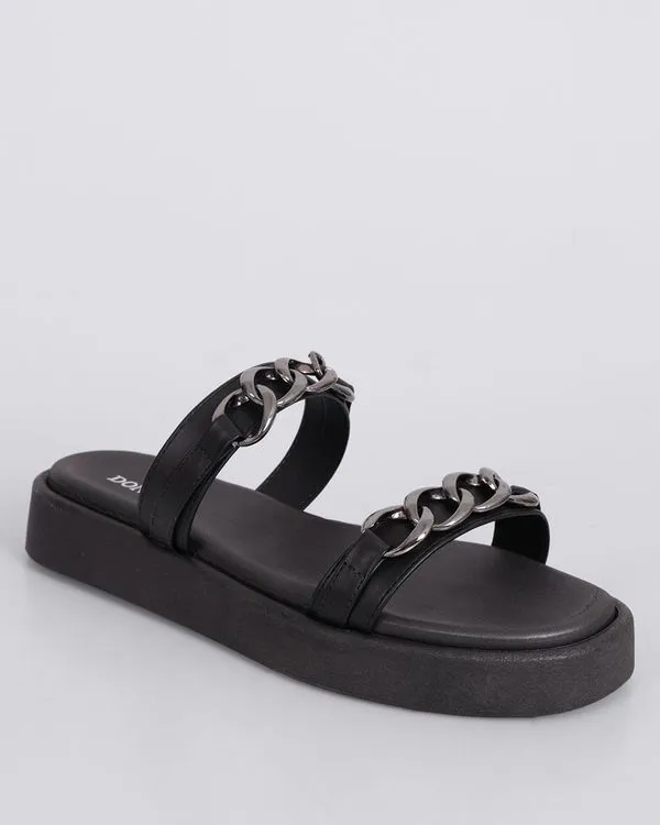 Sandália Feminina Flatform Donatta Detalhe Trançado Preta 37