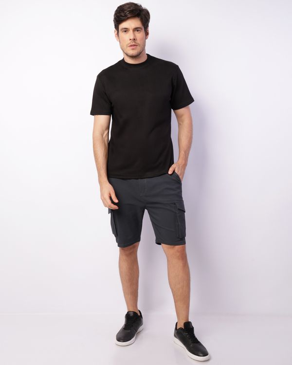 Bermuda Masculina Sarja Cargo Cordão Elástico Cinza 46