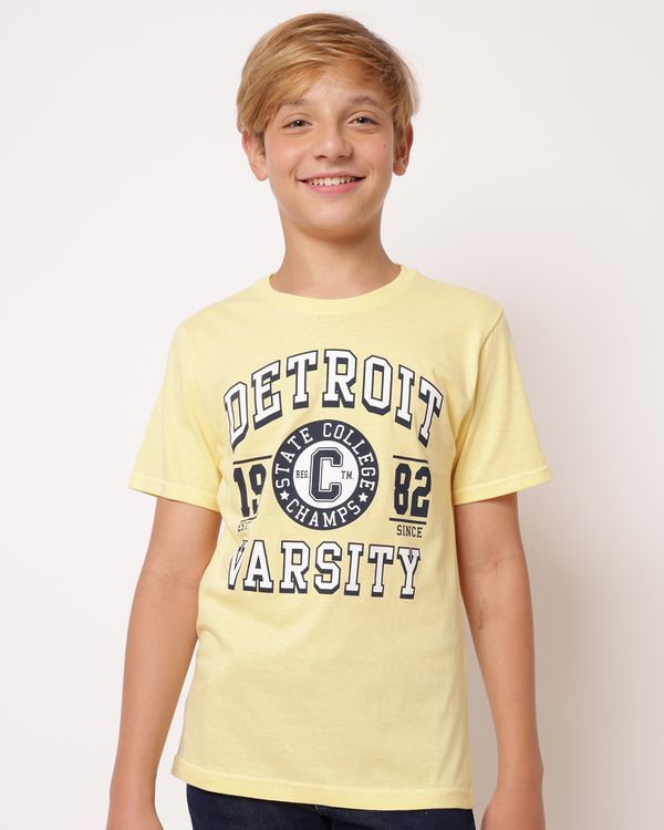 Camiseta Juvenil Algodão Estampada Amarelo 14