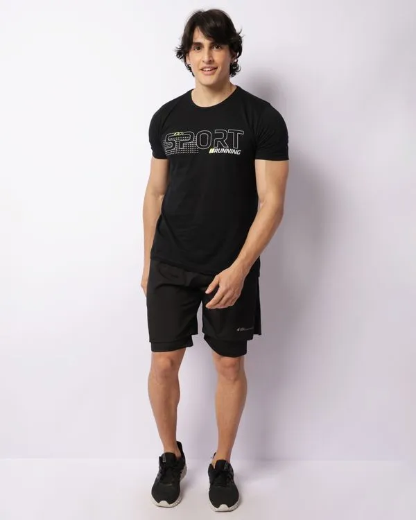 Bermuda Esportiva Masculina Ciclista Sobreposição Preta P