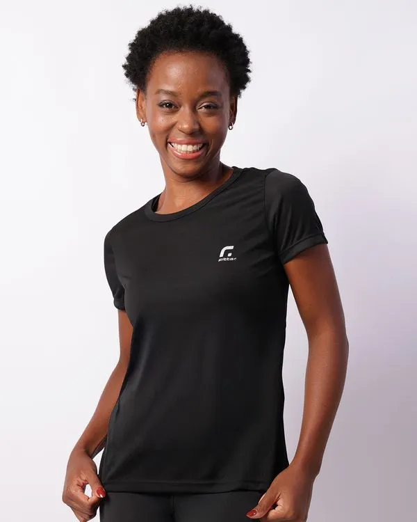 Camiseta Fitness Feminina Fitter Manga Curta Preta GG