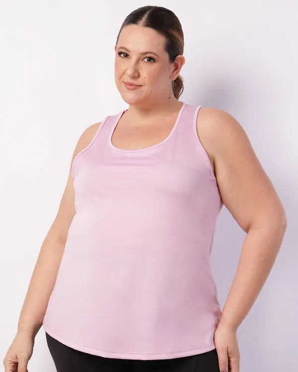 Regata Fitness Plus Size Feminina Básica Rosa G3
