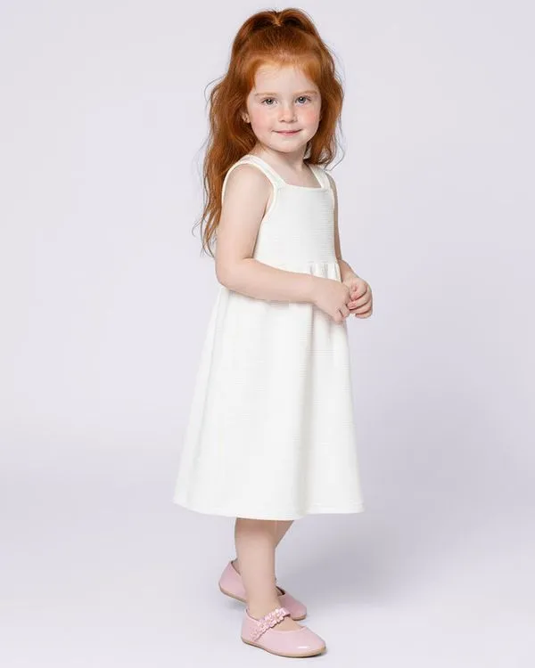 Vestido Bebê Texturizado Alças Medias Off White 2