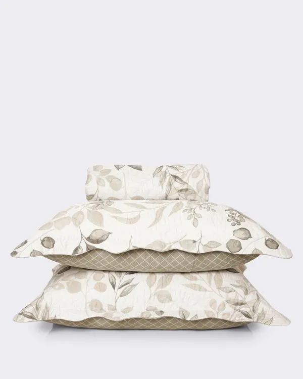 Kit Colcha Casal 3 Peças Plumagem Estampada Floral Branco UN