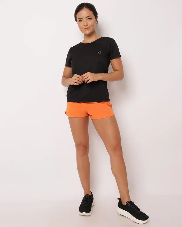 Short Fitness Feminino Boxer Fitter Com Regulador Laranja GG