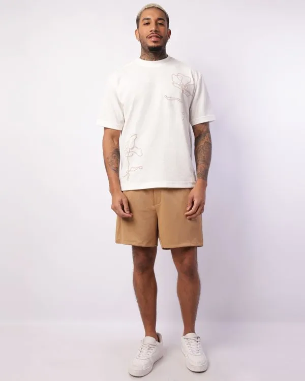 Bermuda Masculina Canelada com Cordão Bege M