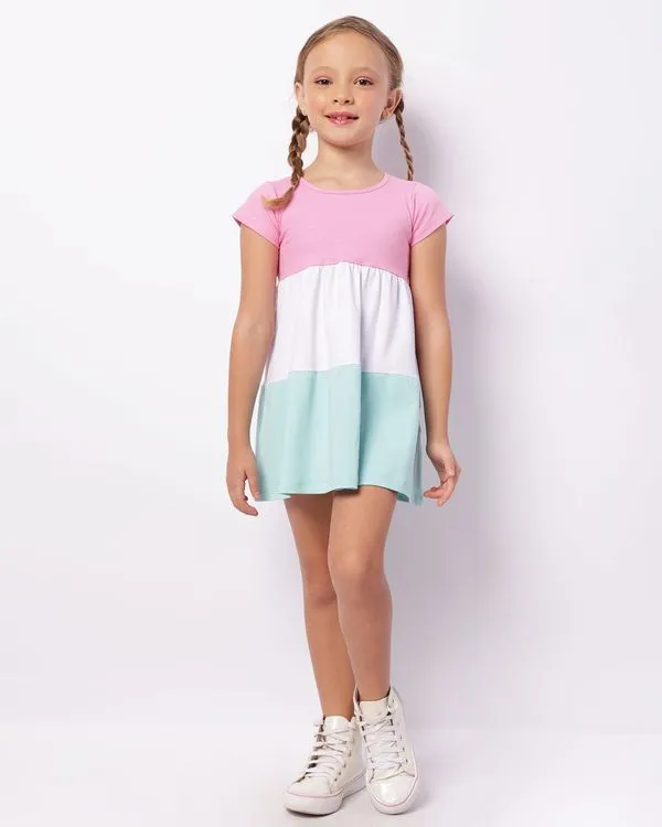 Vestido Infantil Curto Três Marias Com Glitter Rosa 4