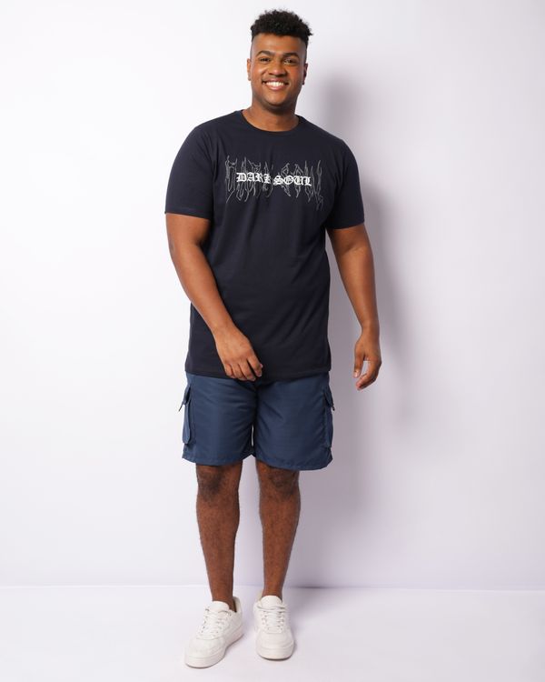 Bermuda Plus Size Masculina Bolso Cargo Marinho G3