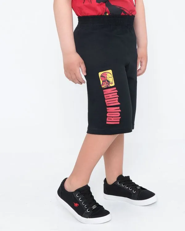 Bermuda Infantil Moletinho Homem De Ferro Preta 10