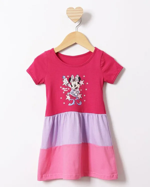 Vestido Bebê Curto Disney Minnie Três Marias Rosa 1