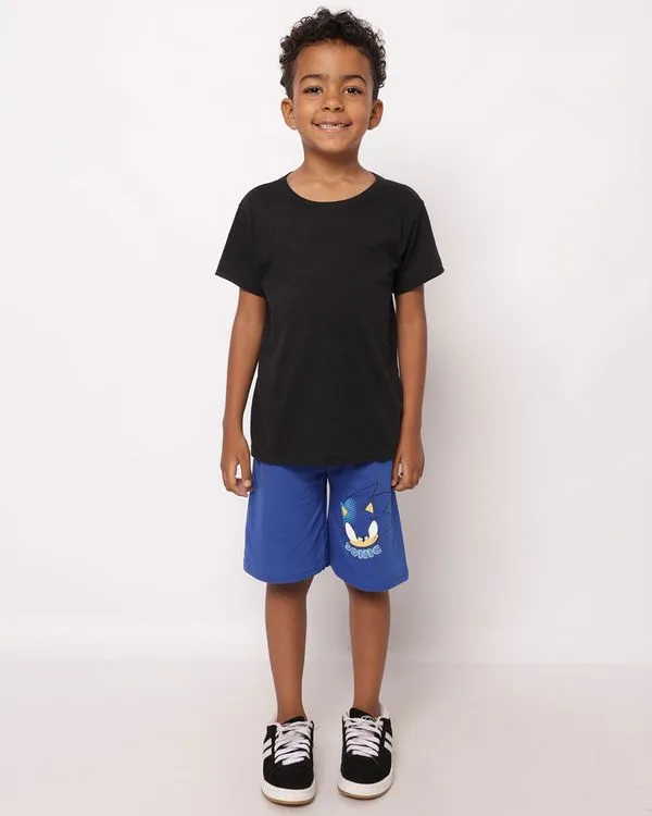 Bermuda Infantil Reta Moletinho Sonic Azul 10