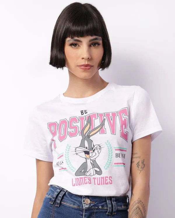 Camiseta Feminina Manga Curta Looney Tunes Pernalonga Branca GG