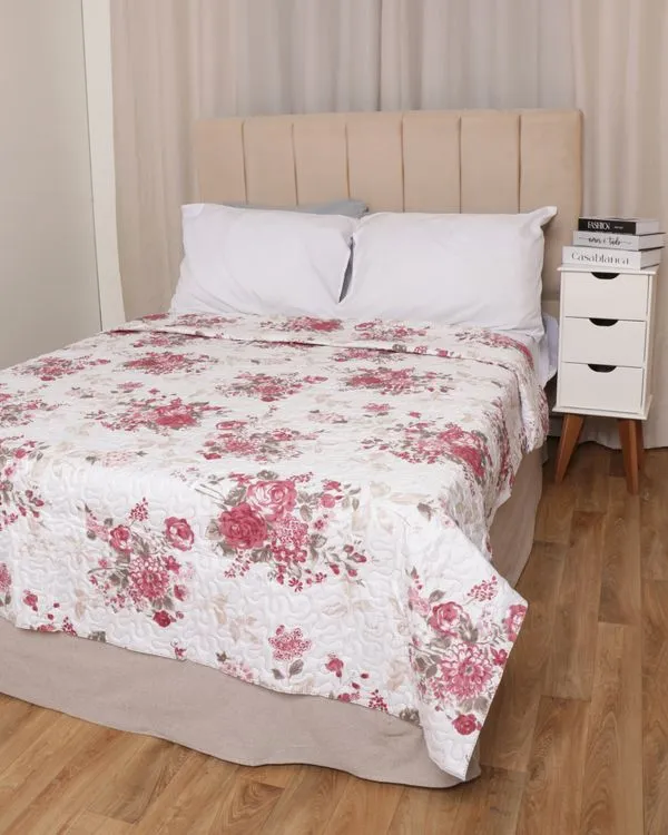 Colcha Casal Matelassê com Viés Arte E Cazza Estampa Branco UN