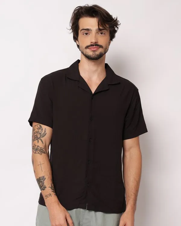 Camisa Masculina Oversized Viscose Preta GG