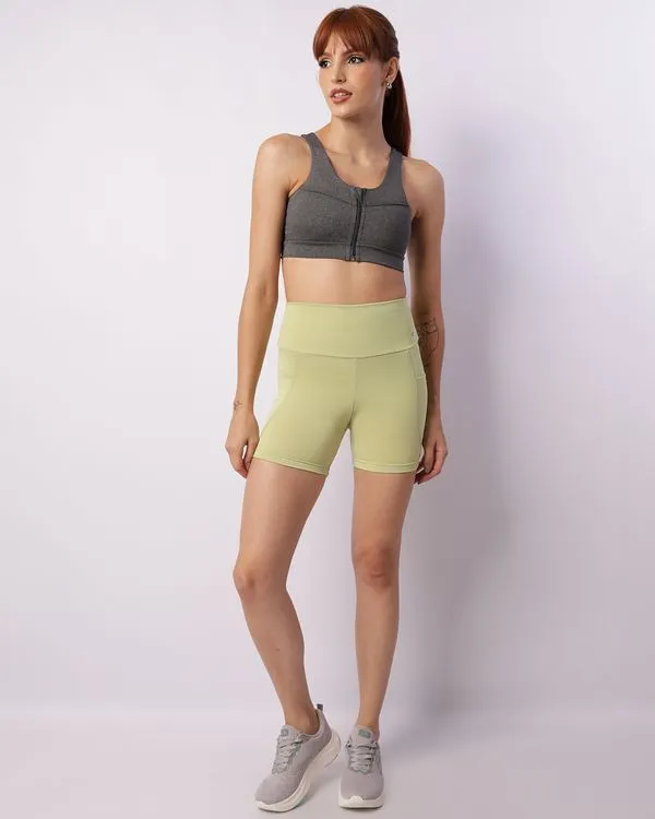 Short Fitness Feminino Fitter Suplex Com Bolsos Verde G