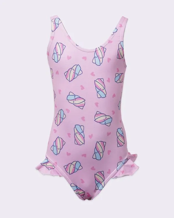 Maiô Infantil com Babados Estampado Rosa 6