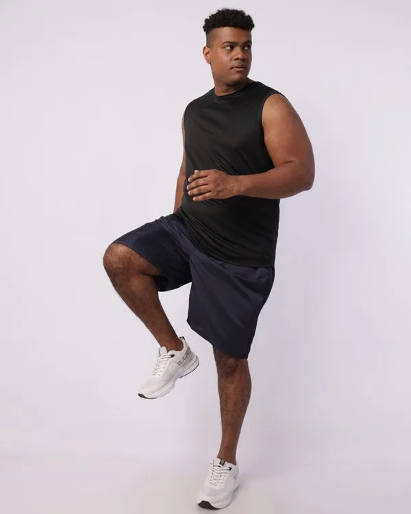 Kit 2 Bermudas Esportiva Plus Size Masculina Preta e Marinho G3