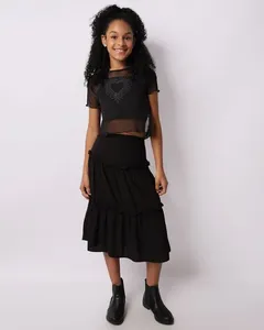 Saia Juvenil Midi Viscose Três Marias Preta 10