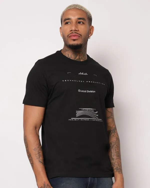 Camiseta Masculina Algodão Estampa Frontal Manga Curta Preta M