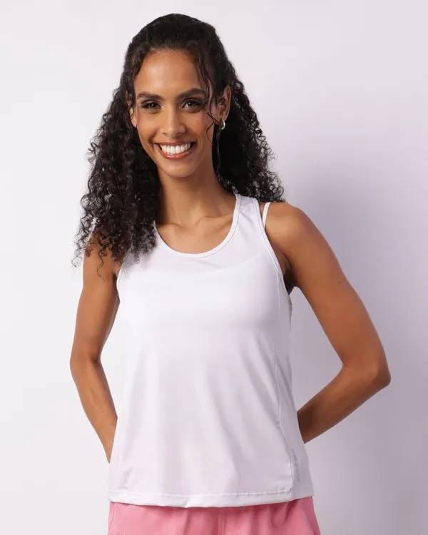 Regata Fitness Feminina Fitter Com Recortes Branca GG