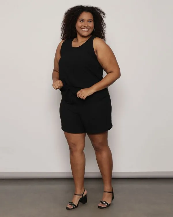 Short Plus Size Feminino Curto Texturizado Preto G1