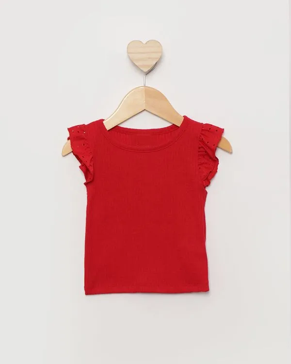 Blusa Bebê Menina Manga Curta Laise Vermelha 2