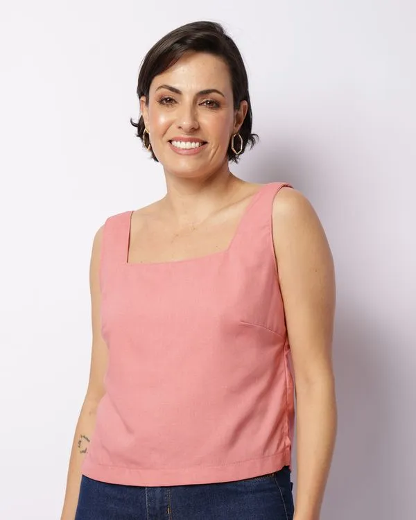 Regata Feminina Viscolinho Rosa P