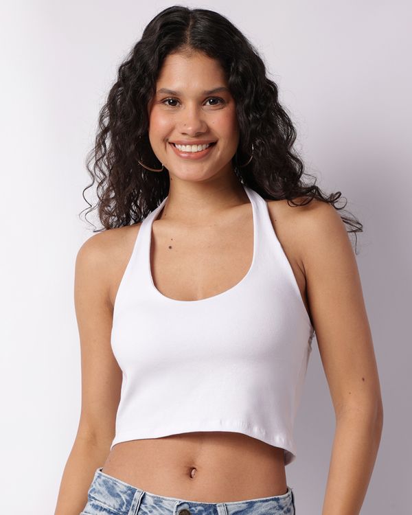 Blusa Feminina Cropped Frente Única Branca M