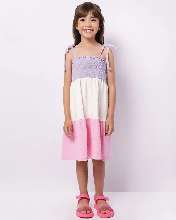 Vestido Infantil Curto Três Marias Texturizado Lastéx Lilás 4