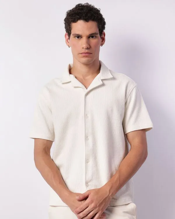 Camisa Masculina Manga Curta Texturizada Off White G