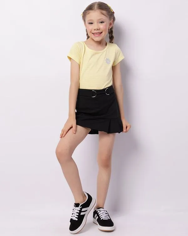 Short Saia Infantil Curto Com Fivela Preto 4