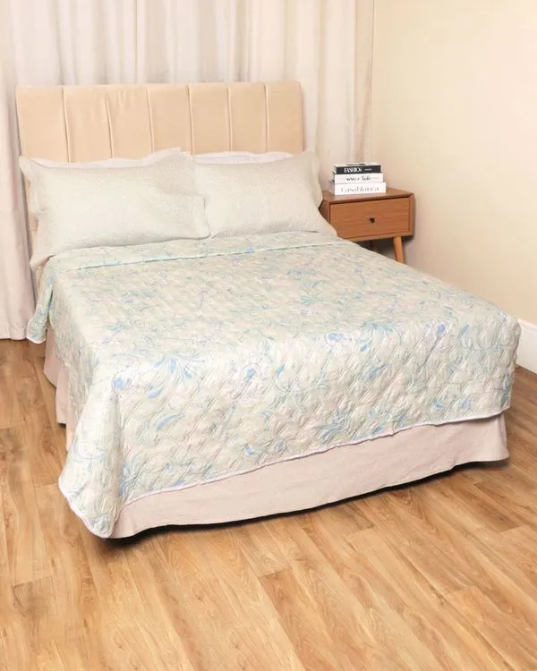 Colcha Casal Matelassê com Viés Arte & Cazza Estampada Azul UN