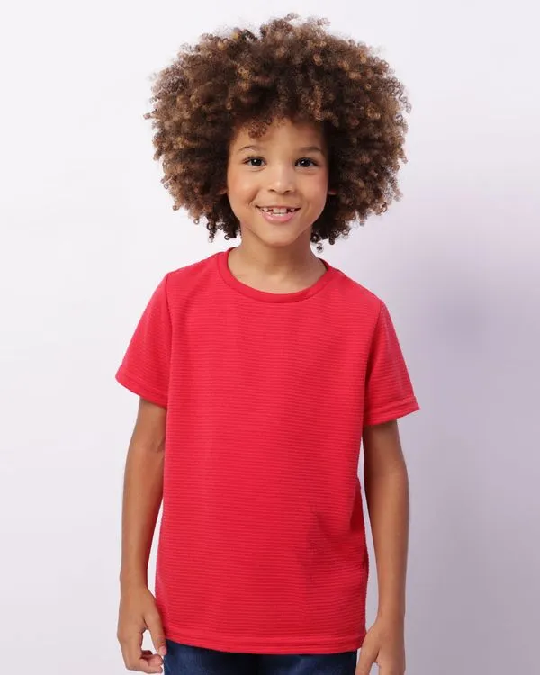 Camiseta Infantil Texturizada Manga Curta Vermelha 10