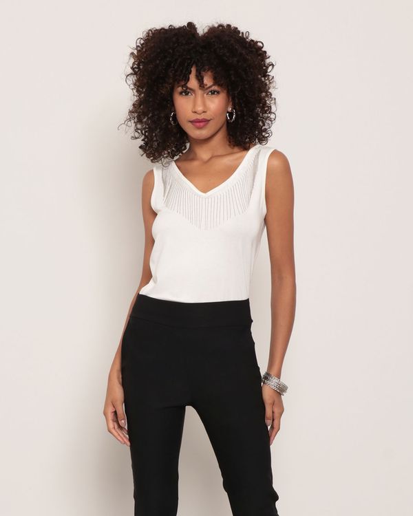 Regata Feminina Com Franja Metalizada Off White M