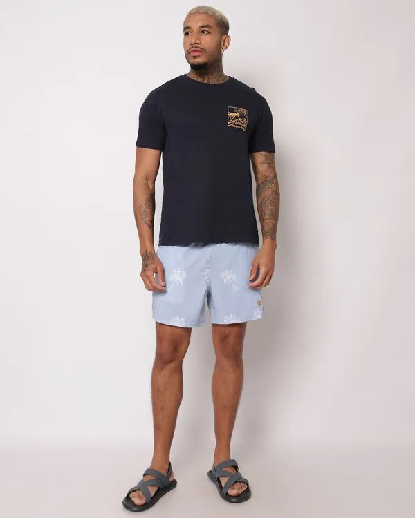Bermuda Surf Masculina Estampada Coqueiros Azul GG