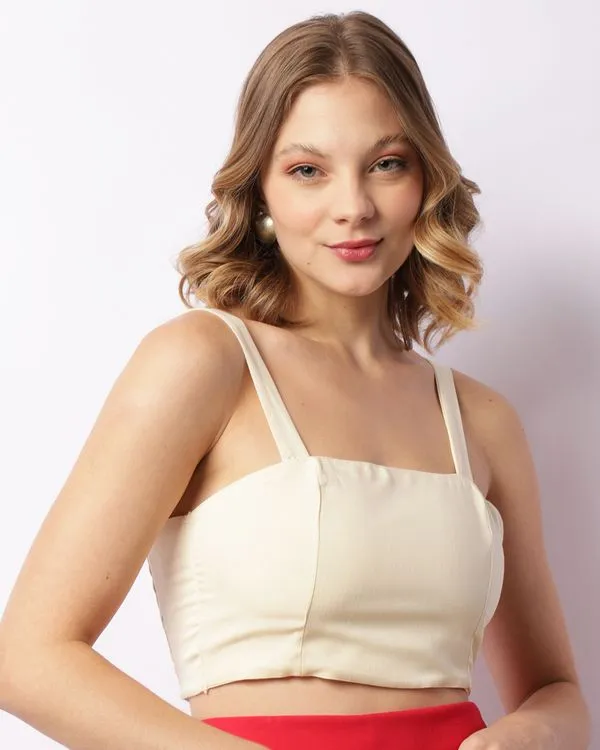 Regata Feminina Cropped Com Lurex Bege G
