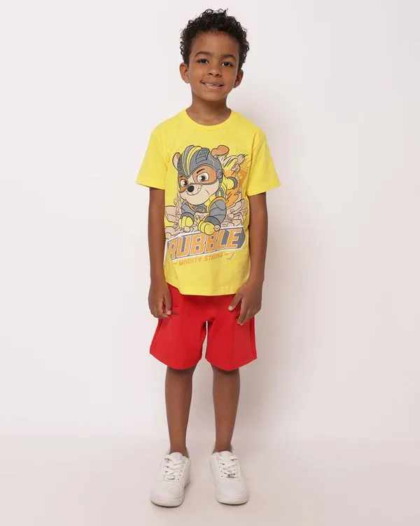 Bermuda Infantil Reta Moletinho com Frisos Vermelha 6