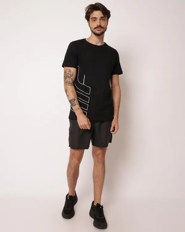 Bermuda Esportiva Masculina Reta Microfibra com Bolsos Preta G