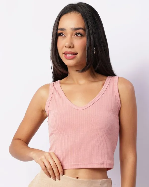 Regata Feminina Cropped Canelada Rosa P