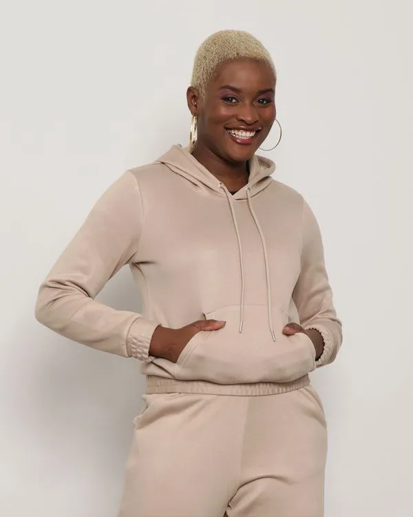 Blusão Feminino Berry & Co. Moletom Com Capuz Bege P