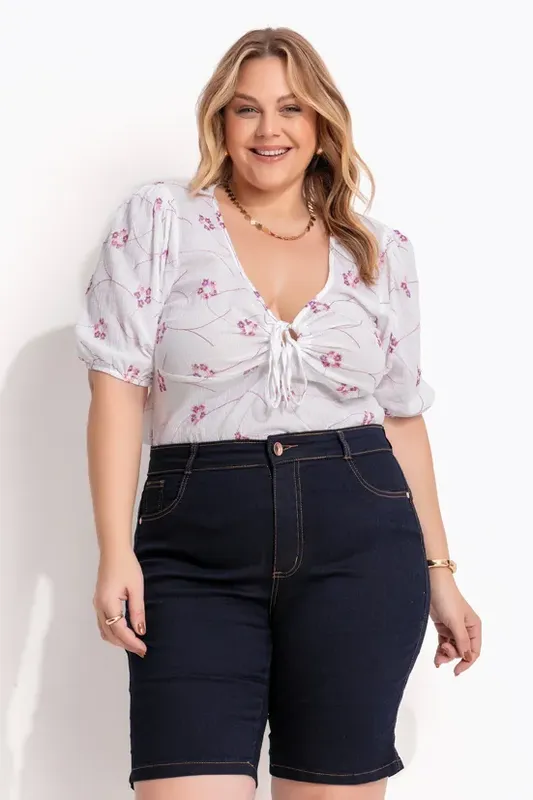 Bermuda em Jeans com Elastano Azul Escuro 50