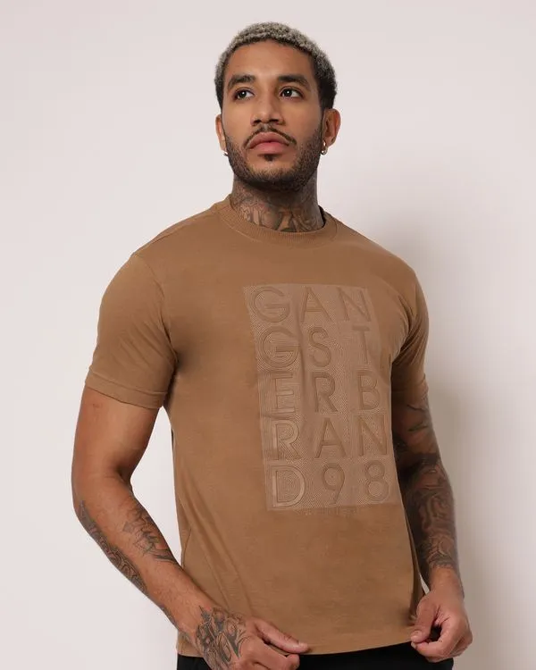 Camiseta Masculina Gangster Algodão com Estampa Marrom G