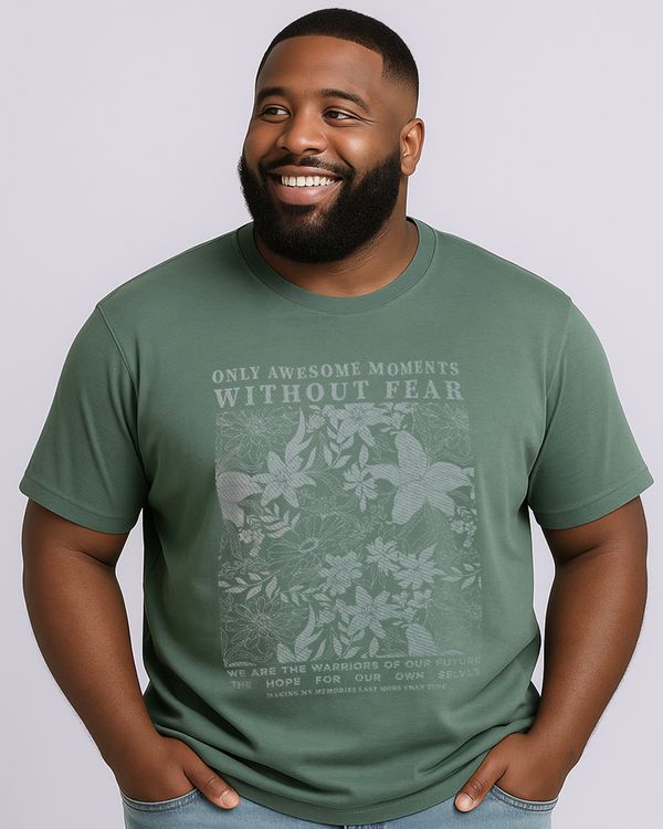 Camiseta Plus Size Masculina Algodão com Estampa Verde G3