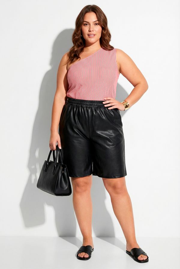 Blusa em Malha Listrada Vermelho XLG