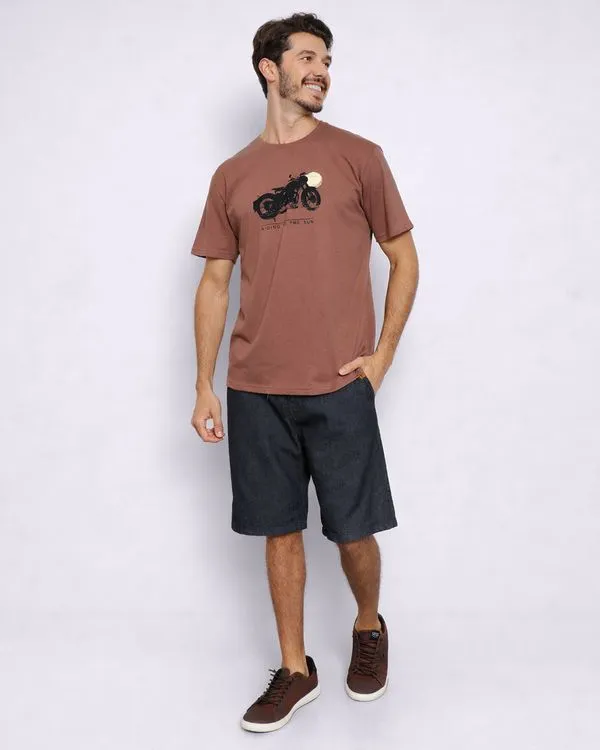 ​Bermuda Jeans Masculina Reta Com Cordão Cinza GG