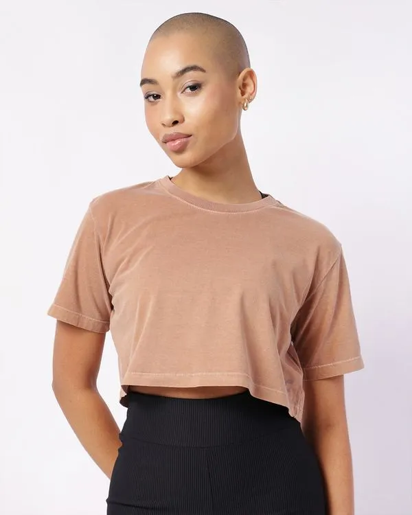 Camiseta Fitness Feminina Cropped Fitter Estonada Marrom M