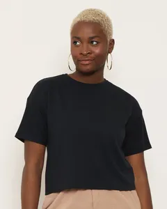 Blusa Cropped Básica Texturizada Preta M