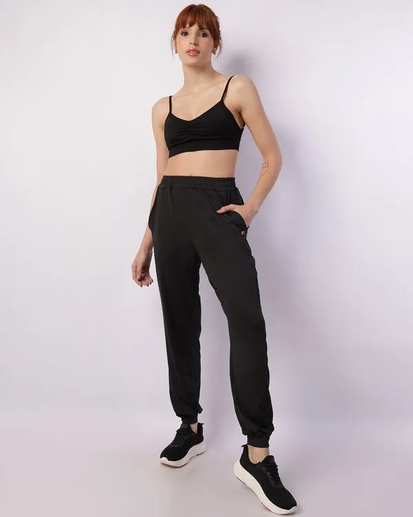 Calça Fitness Feminina Fitter Recorte Telado Bolsos Preta P