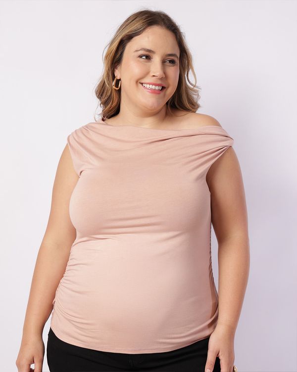 Regata Plus Size Feminina Franzida Rosa G3